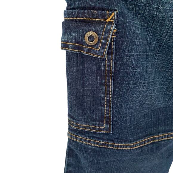 Vintage Gasoline Y2K 90s Low Rise Waist Flare Jeans Dark Denim size 5 waist 29 - Picture 5 of 7